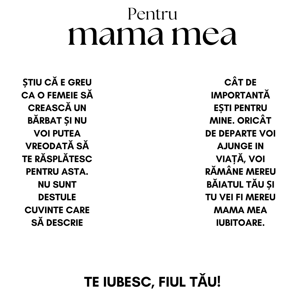 Colier pentru mamă cu mesaj în limba română [RO]